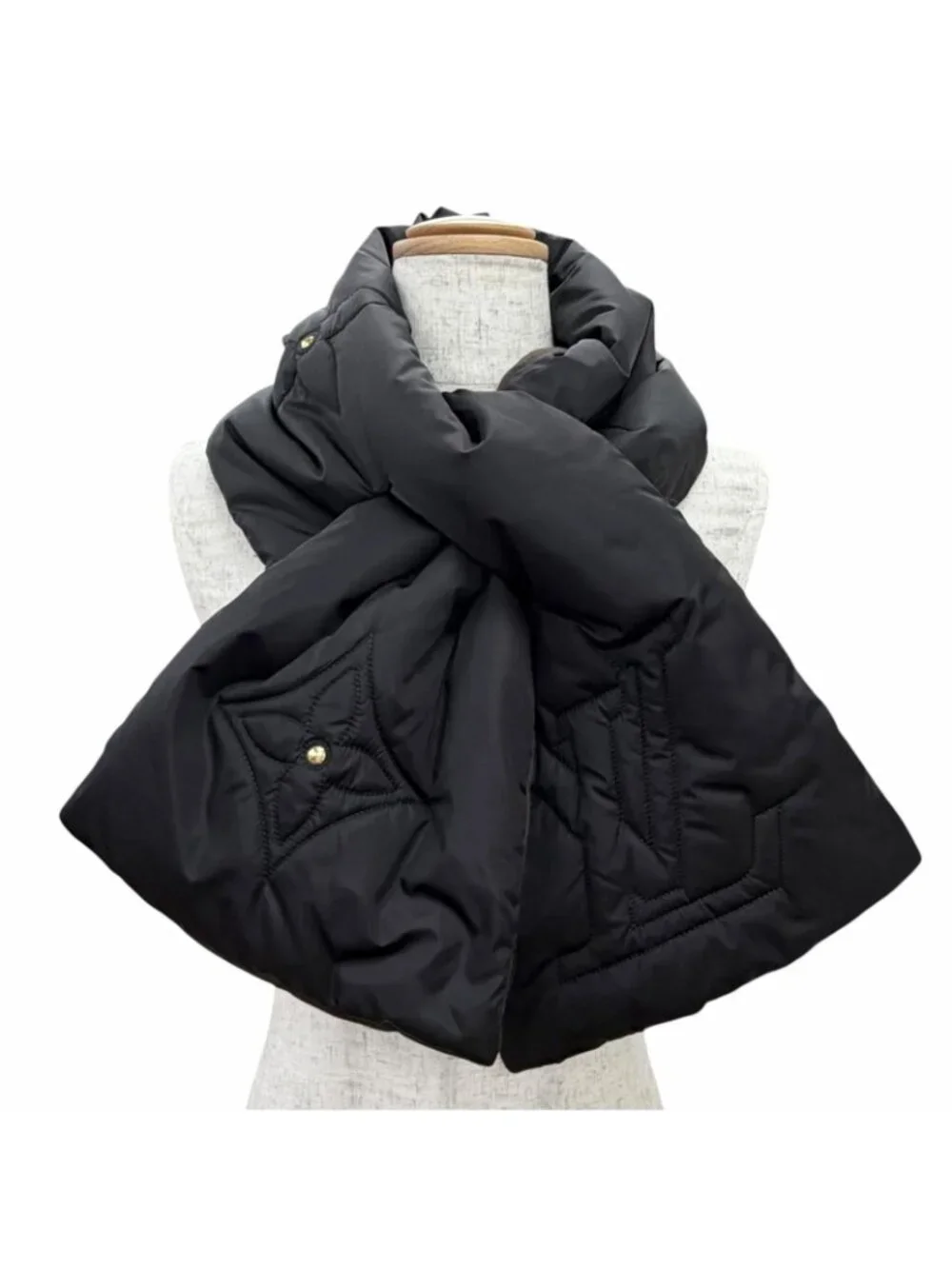Louis Vuitton Echarpe Pillow Monogram LV Stitch Scarf Black Brown